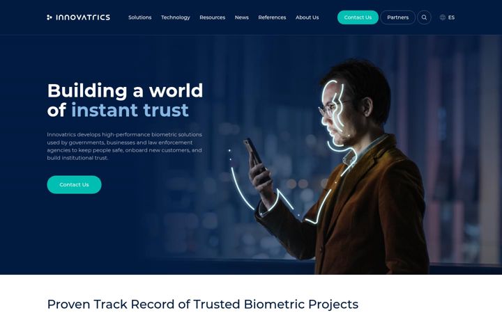 Screenshot ta' innovatrics.com