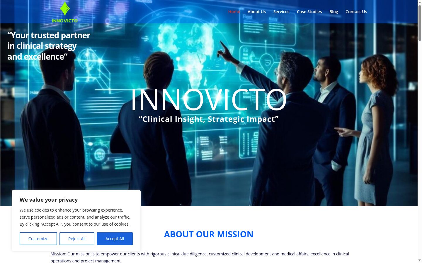 Screenshot of the consent banner shown before any interaction