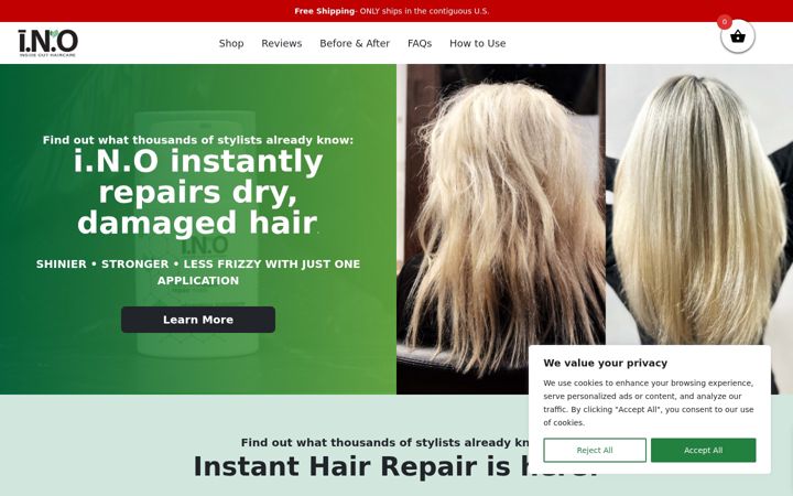 Screenshot of inohaircare.com