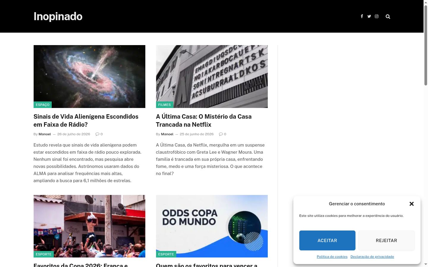Screenshot del banner di consenso mostrato prima di qualsiasi interazione