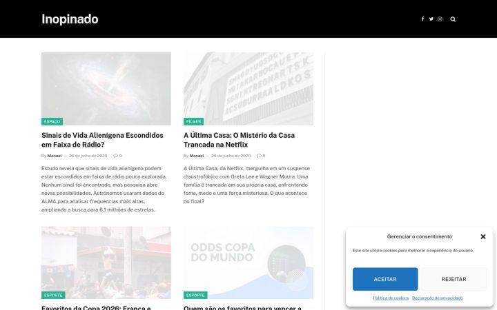 Screenshot of inopinado.com.br