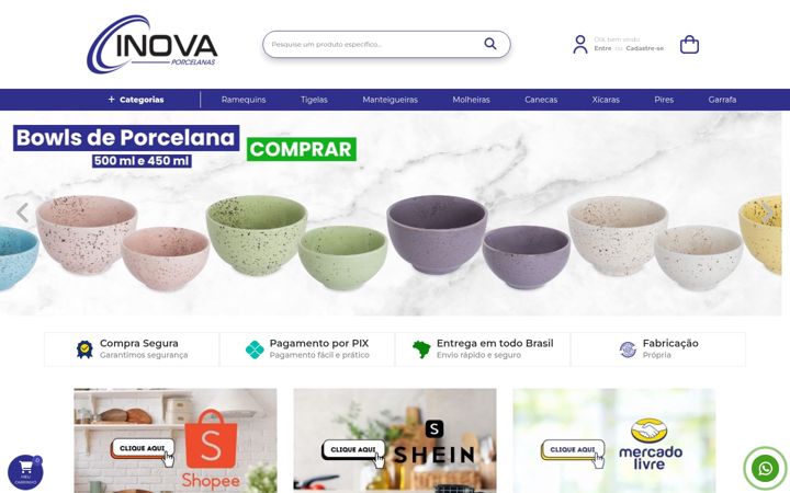 Screenshot of inovaporcelanas.com.br