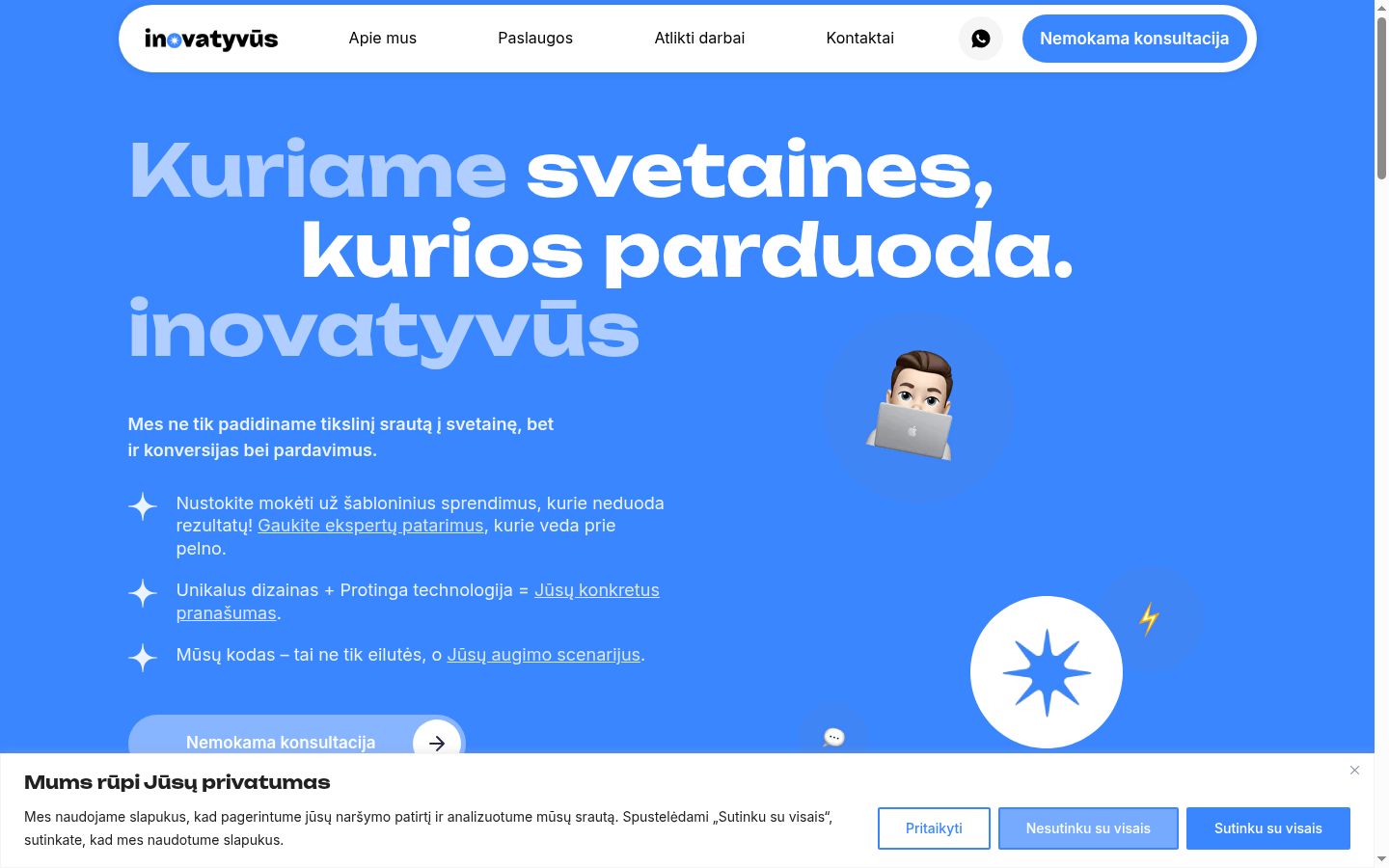 Captura de pantalla del banner de consentimiento mostrado antes de cualquier interacción
