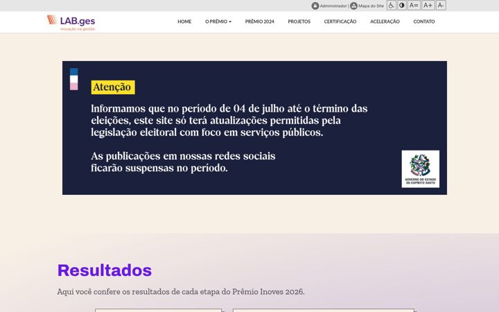 Screenshot of inoves.es.gov.br