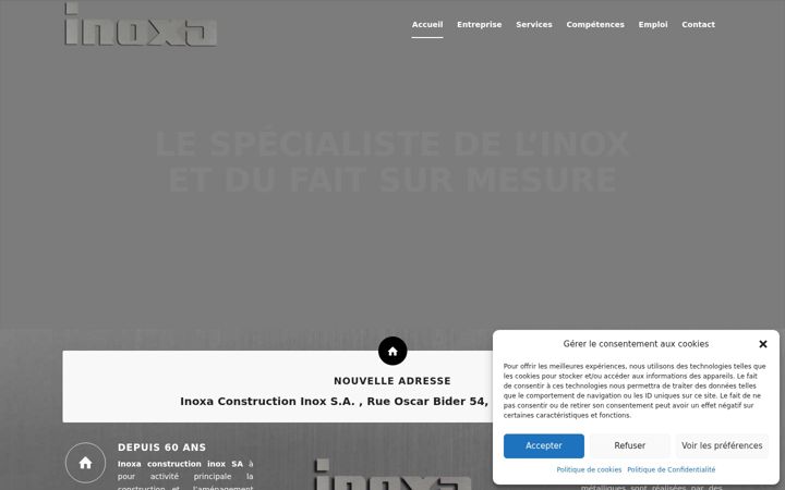 Screenshot of inoxa-sa.ch