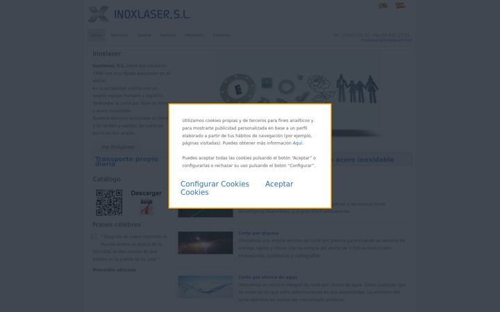 Screenshot of inoxlaser.com