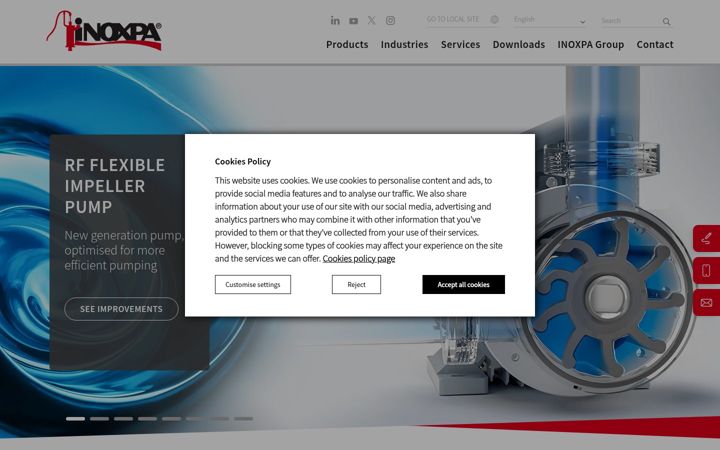 Screenshot of inoxpa.com