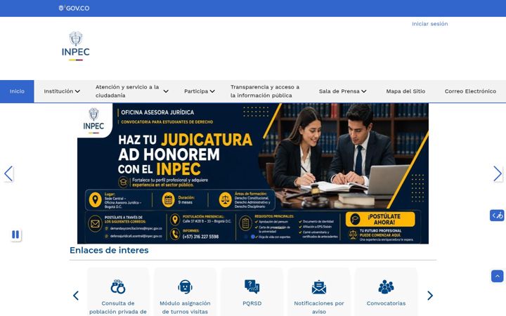 Screenshot of inpec.gov.co