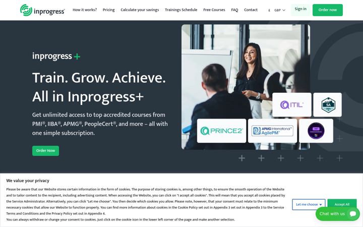 Screenshot of inprogress-training.com