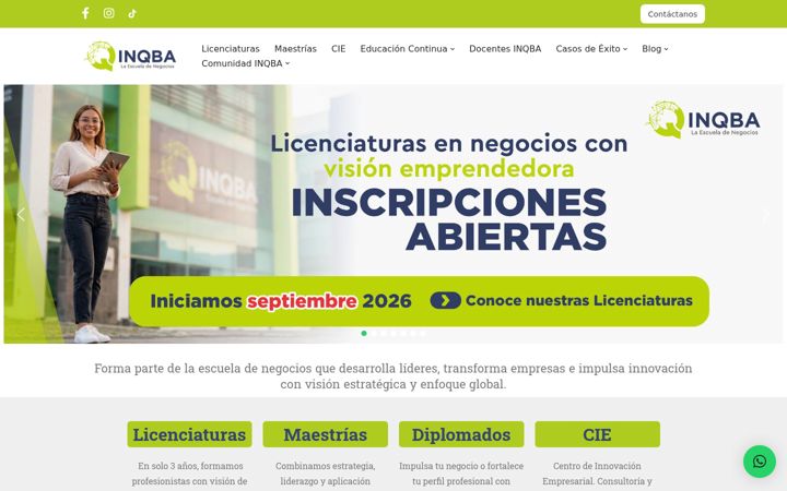 Screenshot stránky inqba.edu.mx