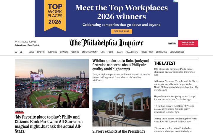Screenshot von inquirer.com