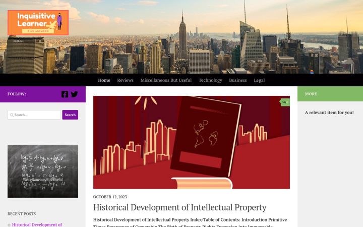 Screenshot of inquisitivelearner.com