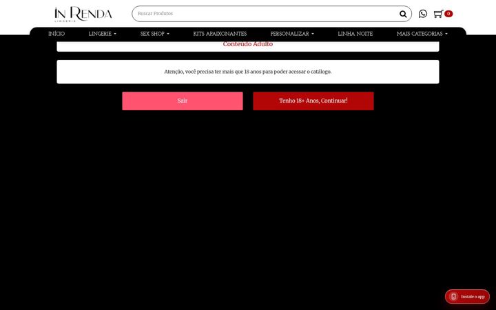 Screenshot of inrendalingerie.com.br