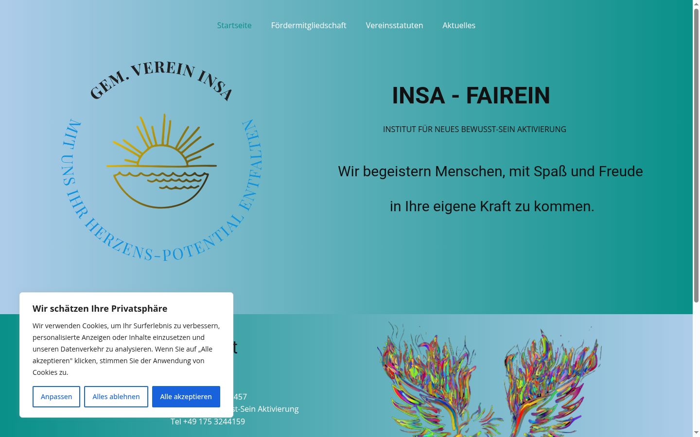 Screenshot des Einwilligungsbanners vor jeglicher Interaktion