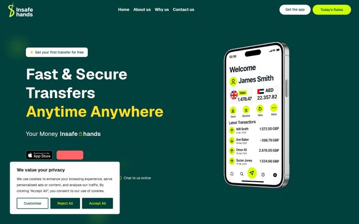 Screenshot of insafe-hands.com