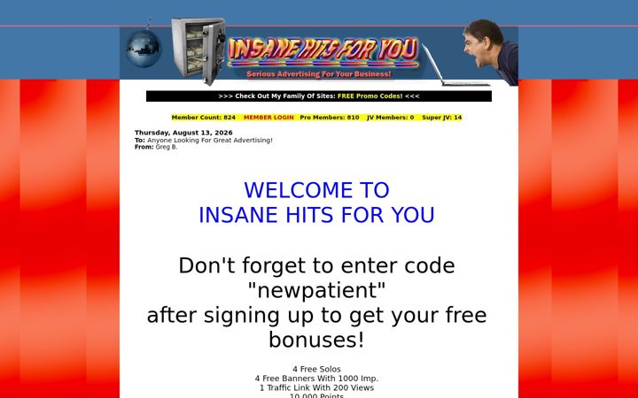 Screenshot of insanehitsforyou.com