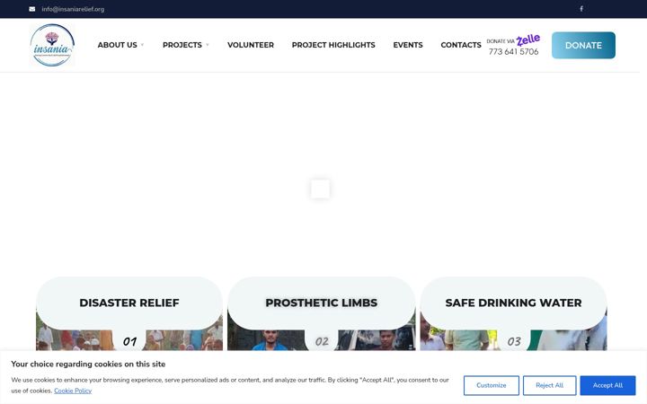 Screenshot of insaniarelief.org