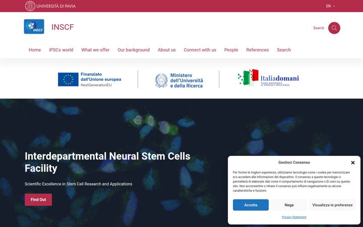 Screenshot of inscf.unipv.it