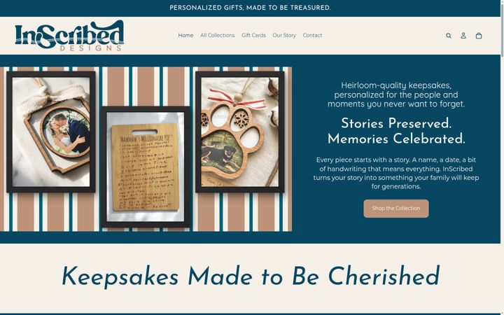Screenshot of inscribedlaserengraving.com