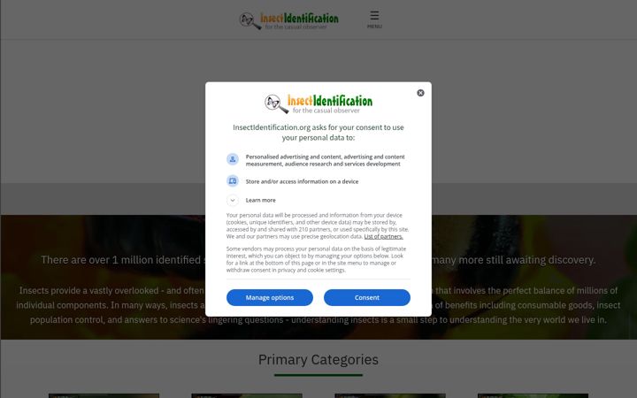 Screenshot of insectidentification.org