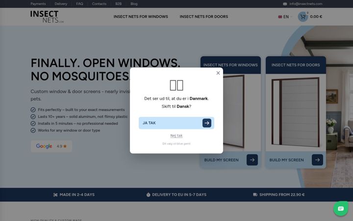 Screenshot of insectnets.com