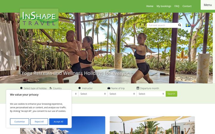 Screenshot of inshapetravel.com