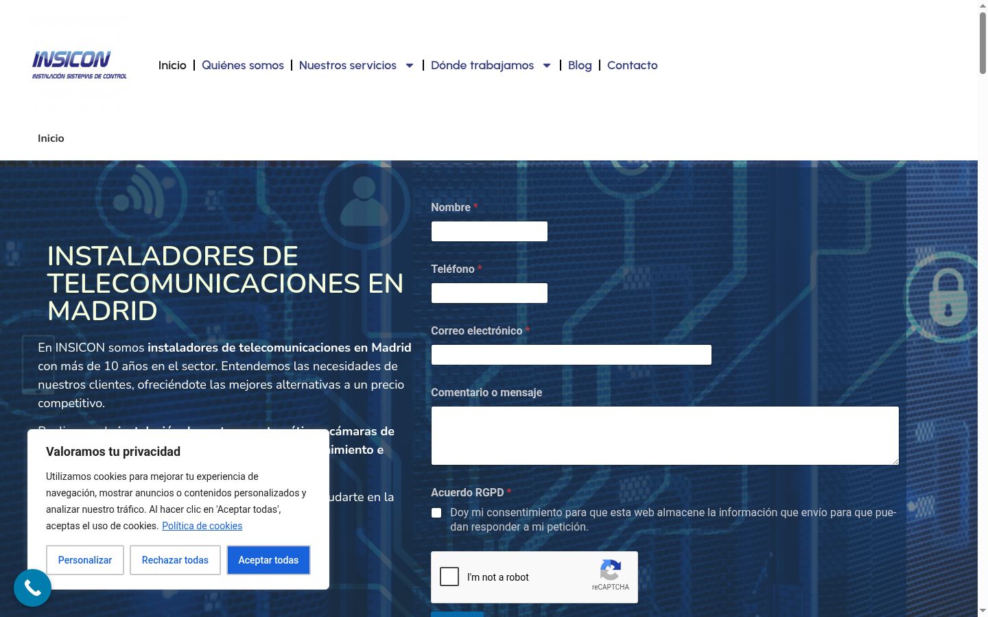 Screenshot del banner di consenso mostrato prima di qualsiasi interazione
