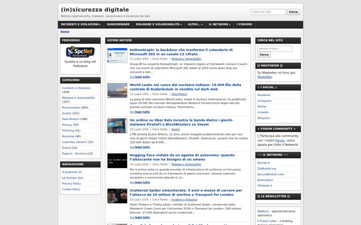 Screenshot of insicurezzadigitale.com