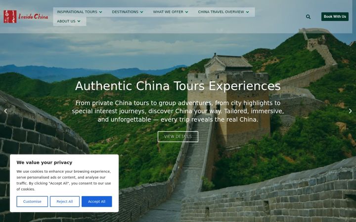 Screenshot of insidechinatravel.com