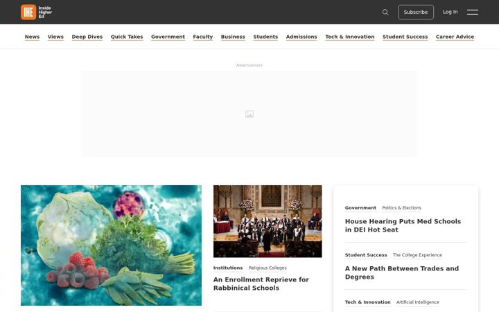 Screenshot ta' insidehighered.com