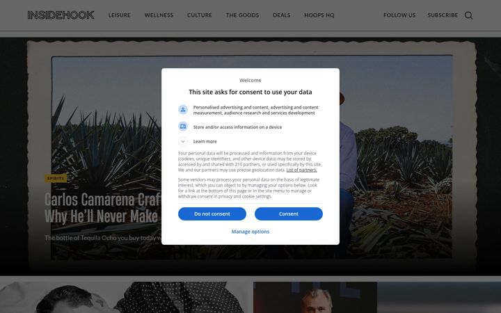 Screenshot of insidehook.com