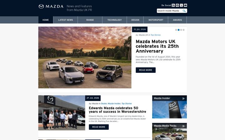 Screenshot of insidemazda.co.uk