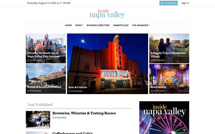 Screenshot of insidenapavalley.com
