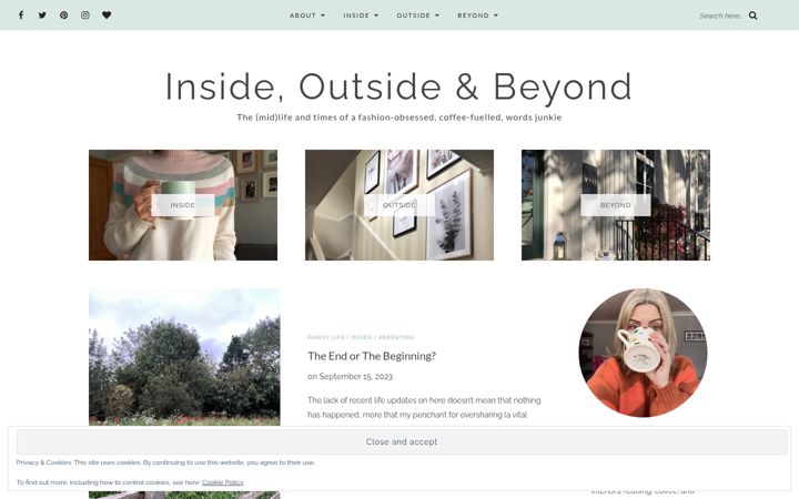 Screenshot of insideoutsideandbeyond.com