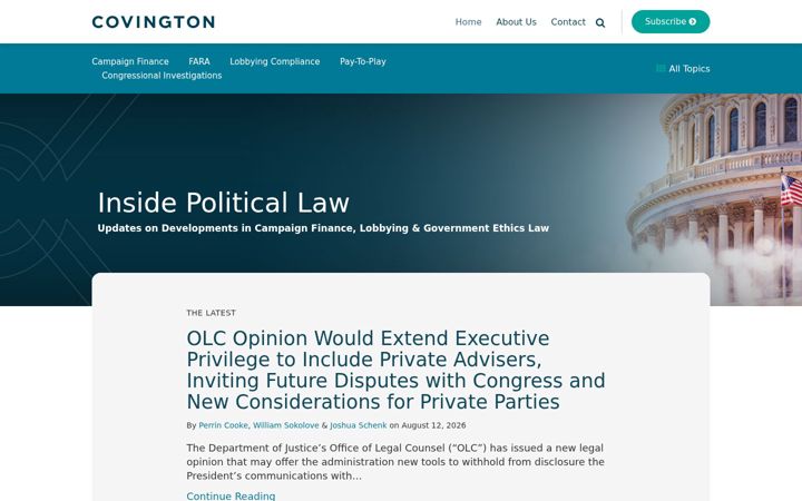 Screenshot of insidepoliticallaw.com