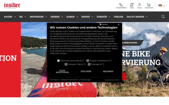 Screenshot van insider-sportshop.com