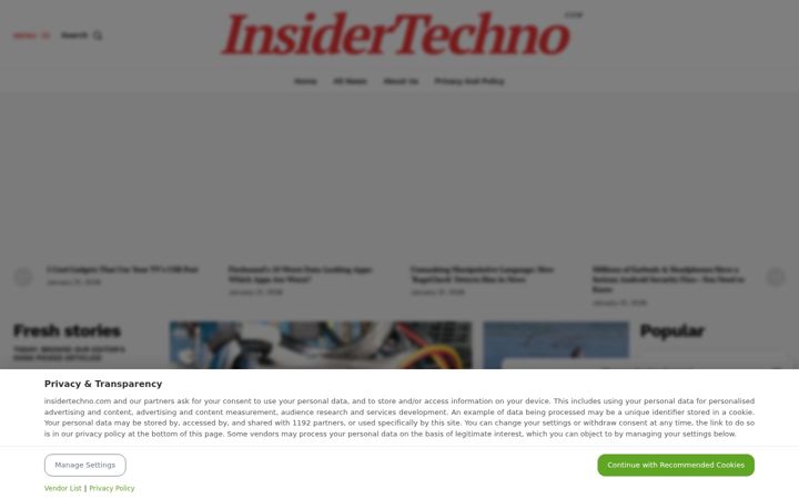Snímek obrazovky insidertechno.com