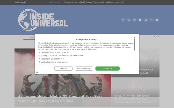 Screenshot of insideuniversal.net