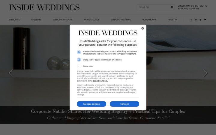 Screenshot of insideweddings.com