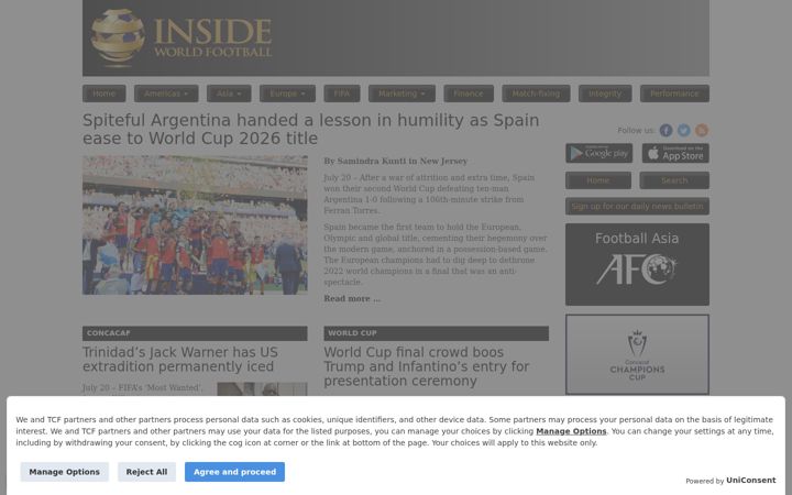 Screenshot of insideworldfootball.com