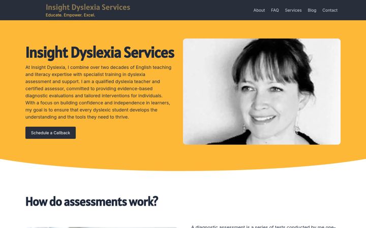 Screenshot of insightdyslexiaservices.co.uk