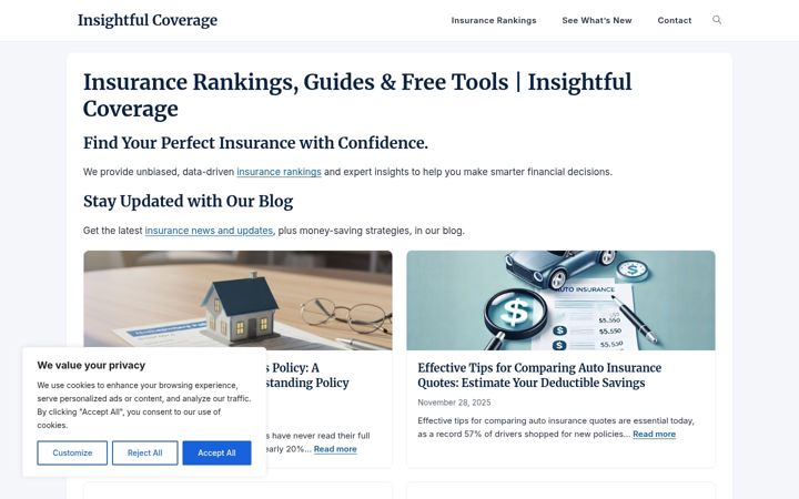 Screenshot of insightfulcoverage.com