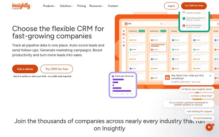 Screenshot of insightly.com