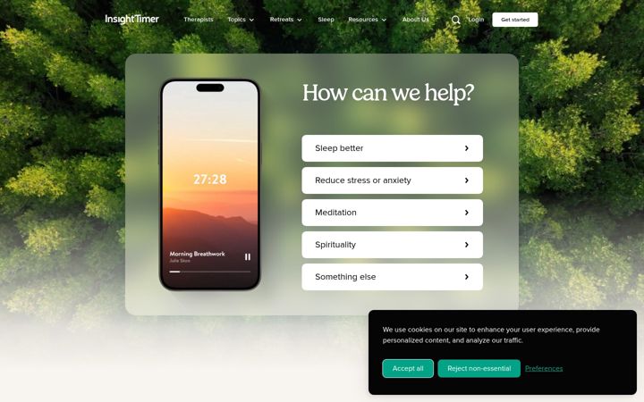 Capture d'écran de insighttimer.com