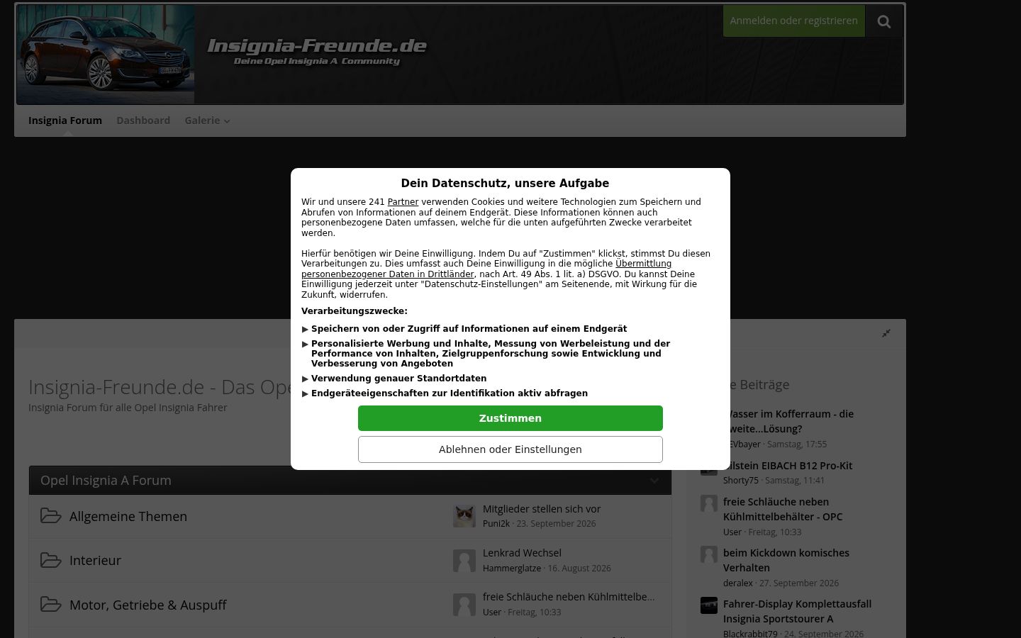 Képernyőkép a bármilyen interakció előtt megjelenő hozzájárulási bannerről