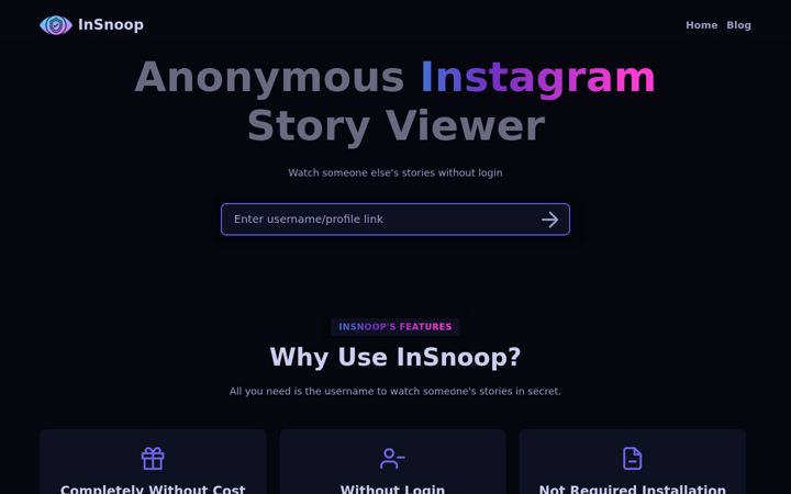 Screenshot of insnoop.com