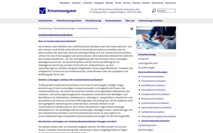 Screenshot of insolvenzkommunikation.de