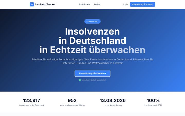 Screenshot of insolvenztracker.de