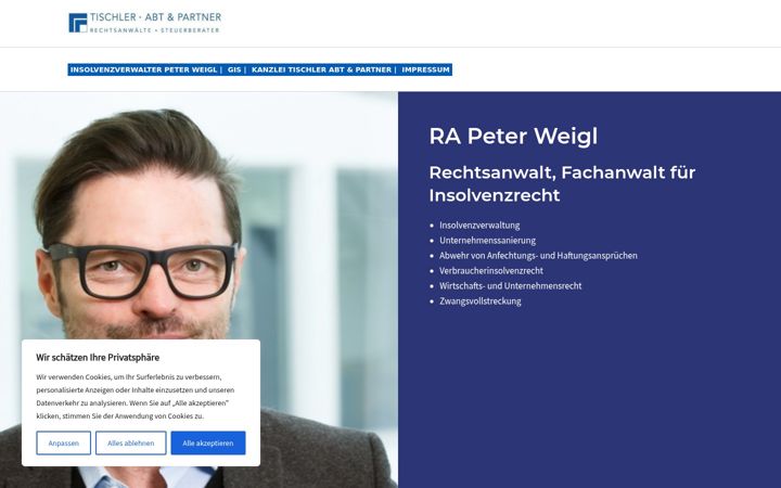 Screenshot of insolvenzverwalter-weigl.de