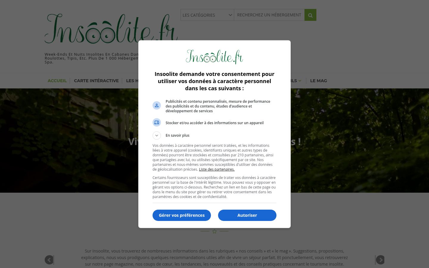 Screenshot des Einwilligungsbanners vor jeglicher Interaktion